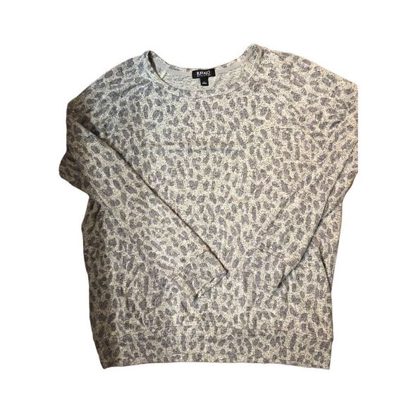Buffalo David Britton gray pullover leopard print sweater Size L - Picture 6 of 14